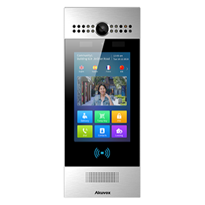 AKUVOX R29C Facial Recognition Android SIP Video Intercom with Touch Screen. Front view. Grey.