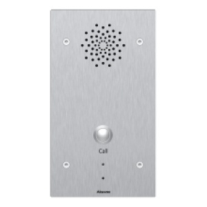 E21A - Akuvox Vandal Resistant SIP Call station, front view, silver.