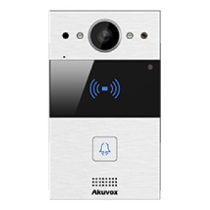 R20A-2 SIP Video Intercom Compact 2-Wire - One Button, front view, silver.