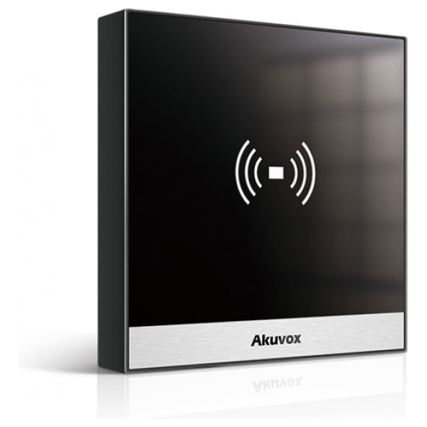 Akuvox IP Based Access Control Terminal, side view, black.
