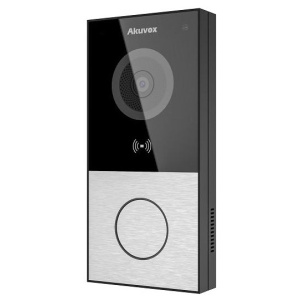 E12W - AKUVOX Video Door Intercom with Relay & WiFi, side view, black.