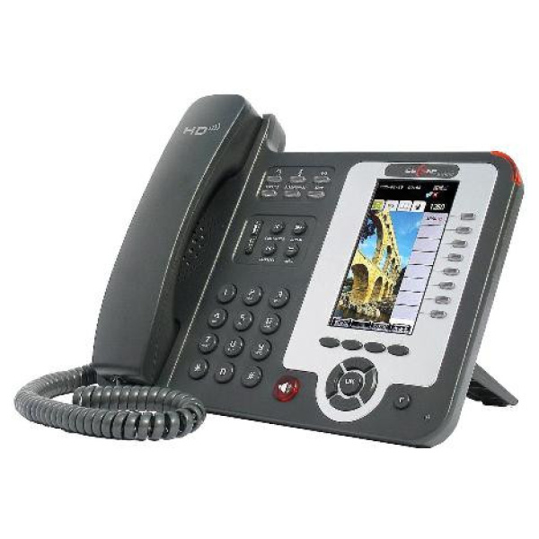 DS622 - Ecsene Dual Mode Enterprise IP/PSTN Phone, black, side view.