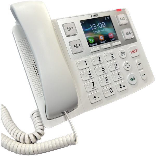 Fanvil Aged Care Big Button X305. Side view, White. Big Button IP Phone