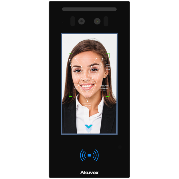 E16C - AKUVOX Intercom with Facial Recognition, front view, black.