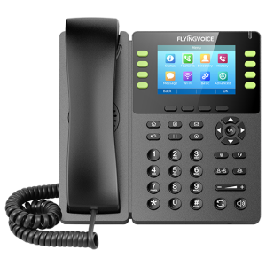FIP14G - Flying Voice Enterprise Gigabit Colour Screen IP Phone, front view, black