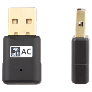 WF20 WI-FI Dongle - Single Band compatible with supporting Fanvil phones, front and side view. black colour.