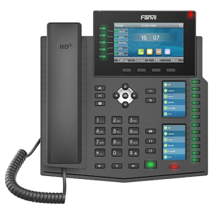 X6U Fanvil Deluxe IP Phone - 3 Colour display. Front view, blue screen.