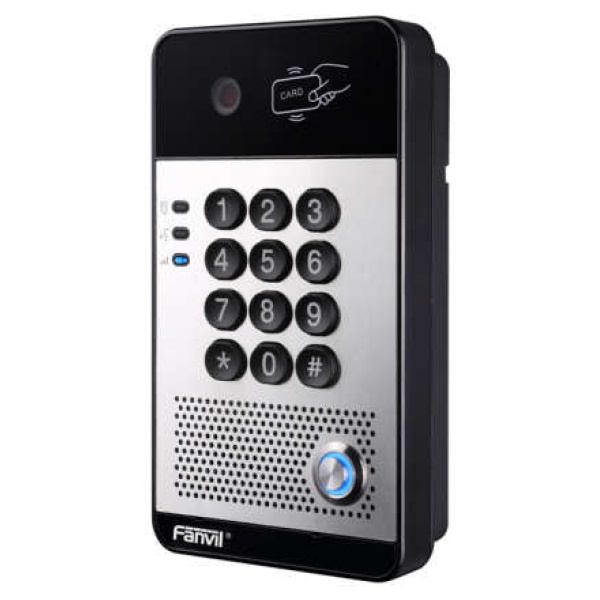 i30 - FANVIL SIP Video Door Intercom - V1, side view, black and silver.