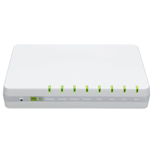 G504 Flying Voice Gigabit 4 FXS Port VoIP Adapter - white, front view.
