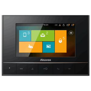 IT80 - Akuvox Touch Screen Panel 7" Display with Buttons for Door intercoms, front view, black screen.
