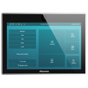 IT83W - Akuvox Wireless Touch Screen Panel 10" Display for Door intercoms, front view, black.