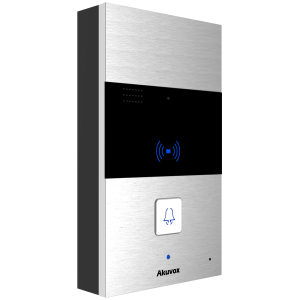 Akuvox R23C SIP Intercom with Card Reader. Side view. Silver.