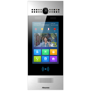 Akuvox R29C-LTE SIP Android Video Door Intercom with LTE Module. Front view. Silver.