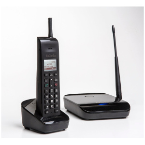 EnGenius SN933 'Office Series' Ultra Range Cordless Phone System, side view. Black phone.