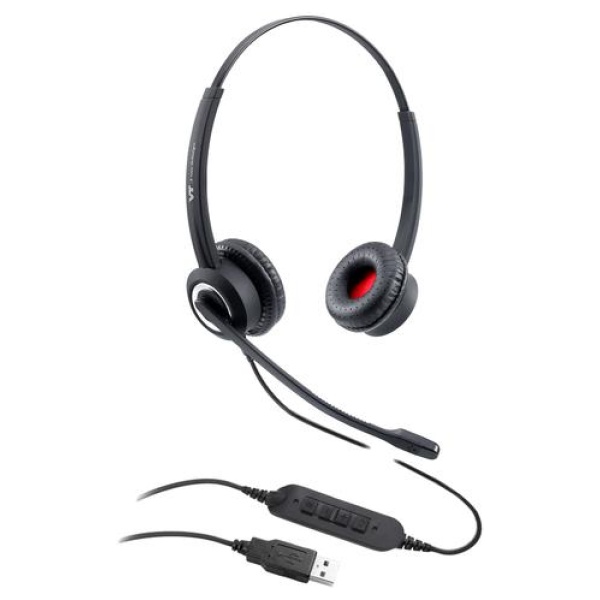 VT6300 Headset DUO Wired - USB Connector, side view, black.