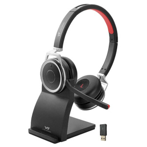 zVT9605 VBeT Bluetooth Headset with Dongle, side view, black and red colour