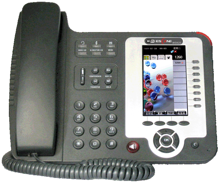 WS620 Enterprise Escene IP Phone, Front view, black colour.