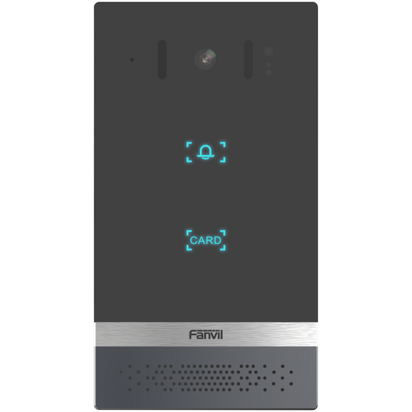 i61 - FANVIL SIP Video Door Intercom + RFID, front view, black.