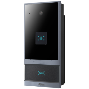i62 - FANVIL SIP Video Door Intercom - Single button + RFID, side view, black.